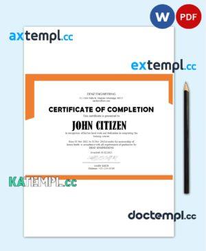sample USA Denz Engineering Internship Certificate template in Word and PDF format download