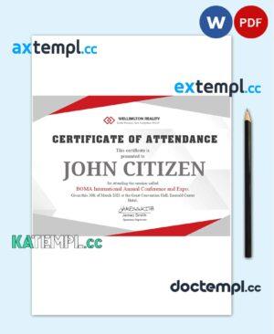 sample USA Employee Attendance certificate template in Word and PDF format download