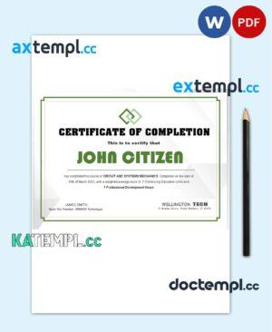 sample USA Experience certificate template in Word and PDF format download
