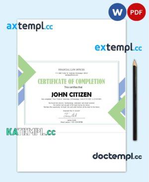 sample USA Law Internship certificate template in Word and PDF format download