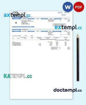 sample USA California City of Oxnard utility bill template in Word and PDF format download