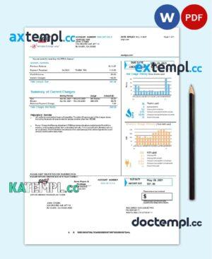 sample USA California San Diego Gas & Electric (SDG&E) utility bill template in Word and PDF format download