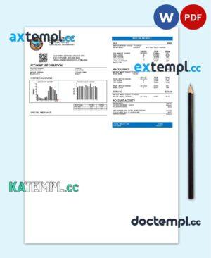 sample USA City of Long Beach utility bill template in Word and PDF format download