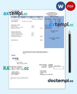 sample USA Corix Utilities bill template in Word and PDF format download