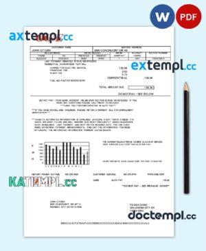 sample USA Oklahoma OGE Energy utility bill template in Word and PDF format download