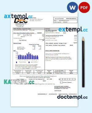 sample USA Pennsylvania Duquesne light utility bill template in Word and PDF format download