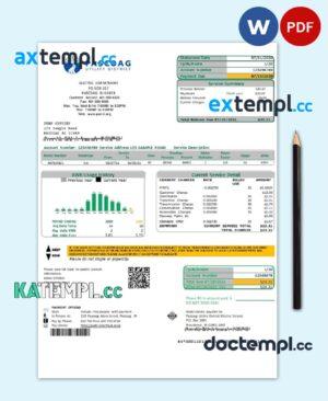 sample USA Rhode Island Pascoag Utility District utility bill template in Word and PDF format download