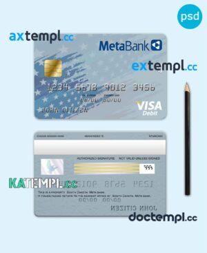 sample USA South Dakota Metabank visa card template in PSD format, fully editable download