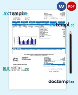 sample USA Texas Grand Prairie utility bill template in Word and PDF format download