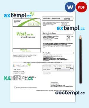 sample USA Windstream Holdings, Inc. utility bill template in Word and PDF format download
