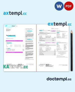 sample United Kingdom Octopus Energy utility bill template in Word and PDF format, 3 pages download