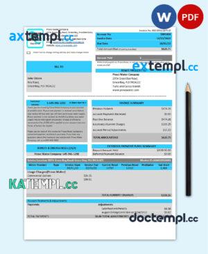 sample United Kingdom Turks and Caicos Islands Provo Water Company utility bill Word and PDF template download
