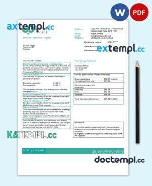 sample United Kingdom Utility Point utility bill template in Word and PDF format download