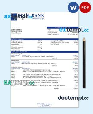 sample Comoros Exim bank statement template in Word and PDF format download