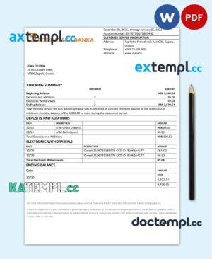 sample Croatia Podravska bank statement template in Word and PDF format download