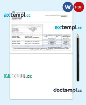 sample Cyprus Hellenic bank statement template in Word and PDF format download