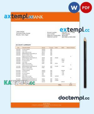 sample Egypt Alex Bank of Egypt proof of address statement template in Word and PDF format (.doc and .pdf) download