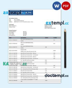sample Eritrea Central bank statement template in Word and PDF format download