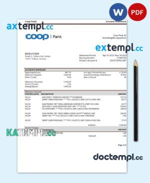 sample Estonia Coop Pank proof of address bank statement template in Word and PDF format,(.doc and .pdf) download