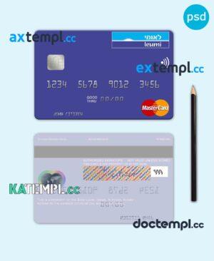 sample Israel Bank Leumi mastercard template in PSD format, fully editable download