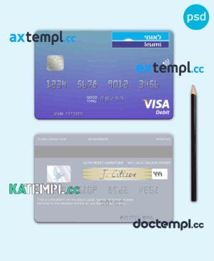sample Israel Bank Leumi visa card template in PSD format, fully editable download