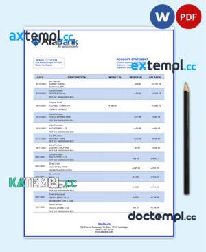 sample Azerbaijan Atabank bank statement template in Word and PDF format download