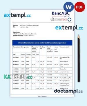 sample Botswana Bank ABC bank statement template in Word and PDF format download