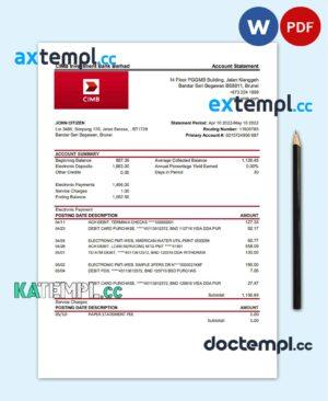sample Brunei CIMB proof of addres statement template in Word and PDF format download