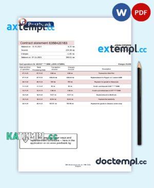 sample Bulgaria Postbank bank proof of addres statement template in Word and PDF format download