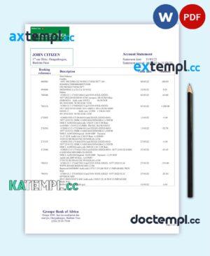 sample Burkina Faso Bank of Africa bank statement template in Word and PDF format download