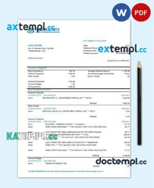 sample China Minsheng bank statement template in Word and PDF format (.doc and .pdf) download