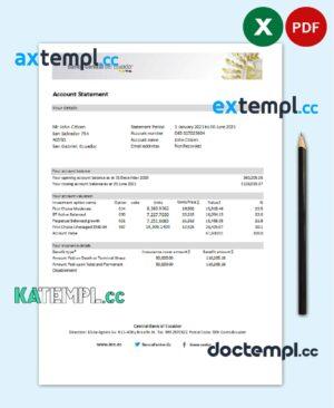 sample Ecuador Central Bank of Ecuador bank statement easy to fill template in Excel and PDF format download