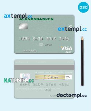 sample Finland Bank of Aland visa card fully editable template in PSD format download