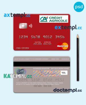 sample France Credit Agricole Bank mastercard fully editable template in PSD format download