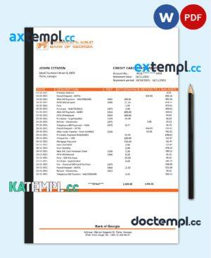 sample Georgia Bank of Georgia proof of address statement template in Word and PDF format, fully editable download