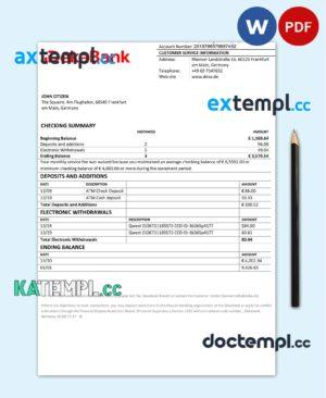 sample Germany Dekabank bank statement template in Word and PDF format download