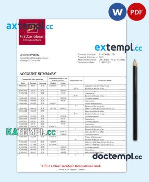 sample Grenada CBIC bank statement template in Word and PDF format download