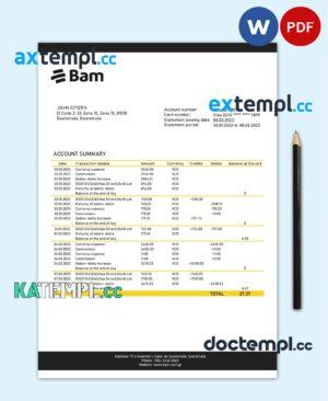 sample Guatemala Agromercantil proof of address bank statement template in Word and PDF format (.doc and .pdf) download