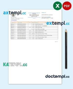 sample Guatemala Banco de Guatemala bank statement easy to fill template in Excel and PDF format download