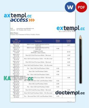sample Guinea Access proof of address bank statement template in Word and PDF format download