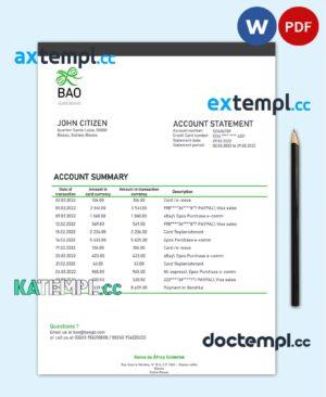sample Guinea-Bissau Banco da Africa Ocidental proof of address bank statement template in Word and PDF format download