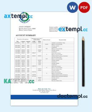 sample Guinea-Bissau Banco da Uniao proof of address bank statement template in Word and PDF format download