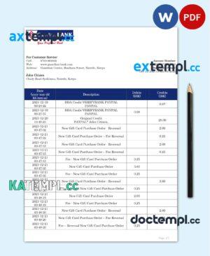 sample Kenya Guardian Bank proof of address statement template in Word and PDF format, .doc and .pdf format download