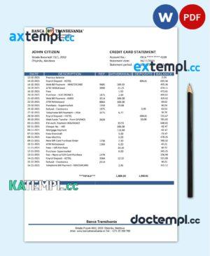 sample Moldova Banca Transilvania bank statement template in Word and PDF format download