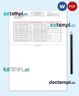 sample Moldova ProCredit Bank statement template in Word and PDF format download
