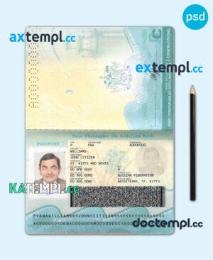 sample Saint Kitts and Nevis passport template in PSD format, fully editable download