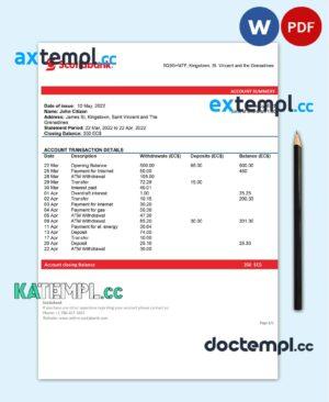 sample Saint Vincent and The Grenadines Scotiabank bank proof of address statement template in Word and PDF format download