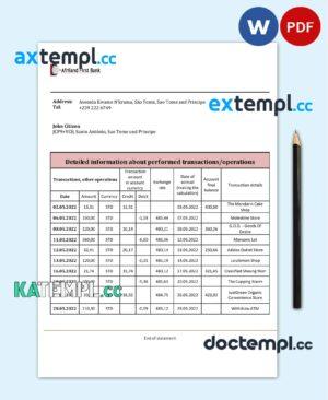 sample Sao Tome and Principe Afriland First Bank bank statement template in Word and PDF format download