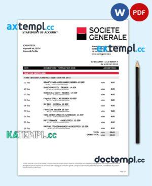 sample Serbia Societe Generale bank proof of address statement template in Word and PDF format download