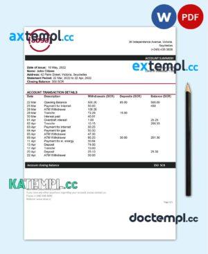 sample Seychelles ABSA bank statement template in Word and PDF format download